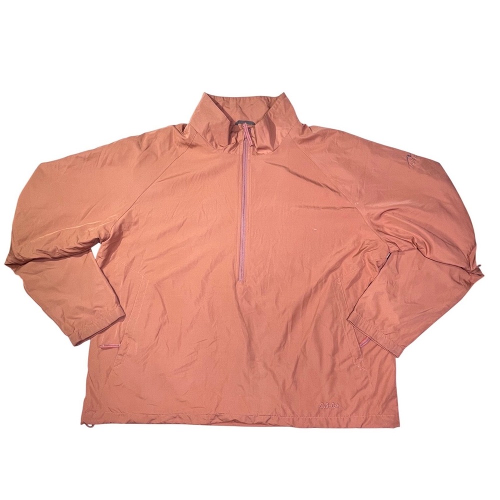 Cabela XL Reg Orange Lightweight Quarter Zip Pullover Jacket removable sleeves